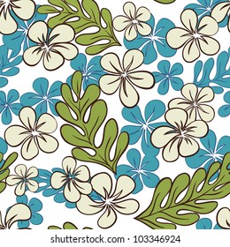 Blue Tropical Flowers Seamless