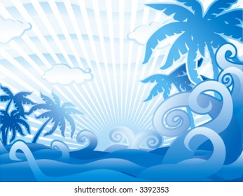 Blue tropical harmonic scene.