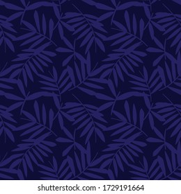 Blue Tropical Leaf botanical seamless pattern background suitable for fashion prints, graphics, backgrounds and crafts