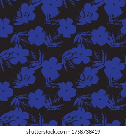 Blue Tropical Leaf botanical seamless pattern background suitable for fashion prints, graphics, backgrounds and crafts