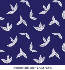 Blue Tropical Leaf botanical seamless pattern background suitable for fashion prints, graphics, backgrounds and crafts