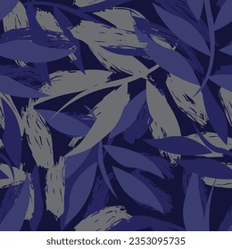 Blue Tropical Leaf seamless pattern design for fashion textiles, graphics and crafts