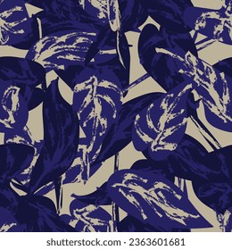 Blue Tropical Leaf seamless pattern design for fashion textiles, graphics and crafts