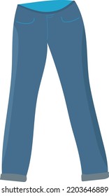 Blue trousers, jeans. Casual wear for every day. Vector. Flat style.