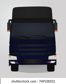 Blue truck. front view. vector illustration