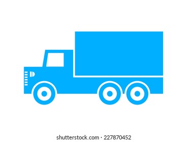 Blue truck icon on white background