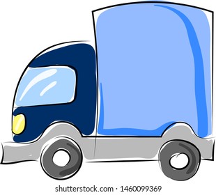 Blue truck, illustration, vector on white background.