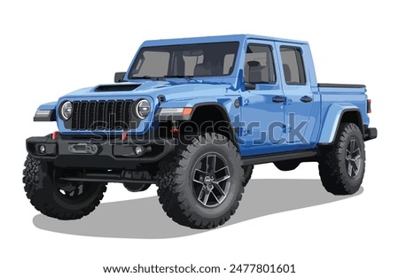 blue truck Jeep car art 3d 4x4 4wd vector pickup type safari template element sign symbol logo ram template vector graphic design illustration isolated crossover
