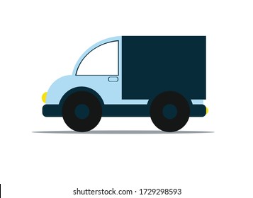 blue truck, vector flat illustration