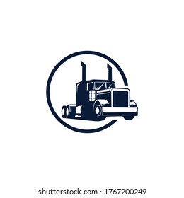 blue truck vector logo template
