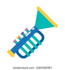 blue trumpet instrument entertainment icon isolated