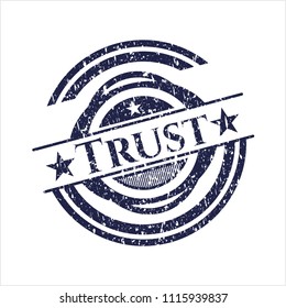 Blue Trust distressed rubber stamp