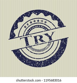 Blue Try rubber grunge stamp