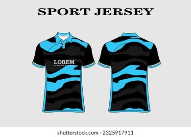 blue T-shirt design front back sport design for cycling football racing jersey vector