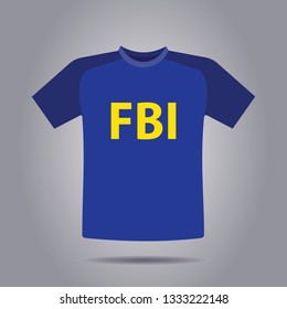 blue t-shirt, FBI inscription 