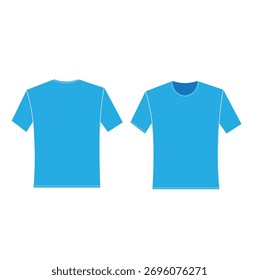 Camiseta azul vista frontal y trasera Plantilla