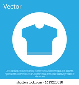 Blue T-shirt icon isolated on blue background. White circle button. Vector Illustration