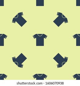 Blue T-shirt icon isolated seamless pattern on yellow background.  Vector Illustration