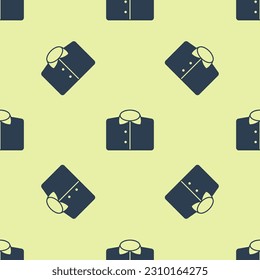Blue T-shirt icon isolated seamless pattern on yellow background.  Vector