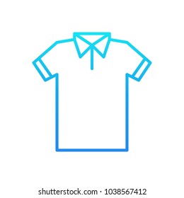Blue t-shirt line icon. Vector tshirt outline concept symbol on white background