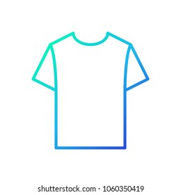Blue tshirt linear icon. Vector t-shirt symbol in thin line style on white background