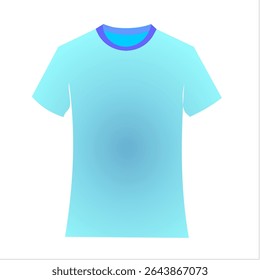 Blue T-Shirt Mockup on White Background, Minimalist illustration of a plain blue t-shirt with a round neck