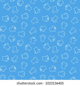 Blue t-shirt vector seamless pattern or background