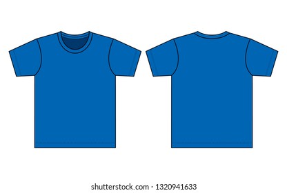 Blue T-Shirt Vector for Template
: Flat View