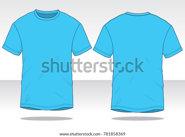Blue Tshirt Vector Templatefront Back Views Stock Vector (Royalty Free ...