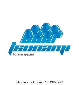 Blue tsunami wave logo template