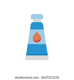Blue tube with paint drop flat style illustration