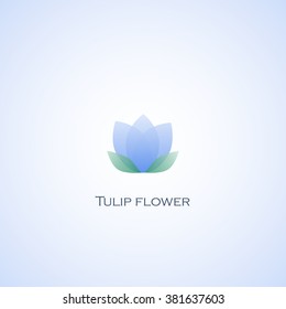 Blue Tulip flower  transparent icon card