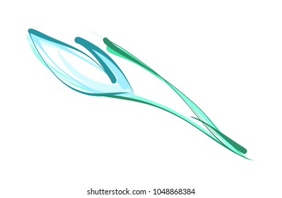 Blue tulip flower vector art illustration