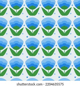 Flores tulipanas azules sin costura. Patrón de flor vintage natural para tejidos, textiles, papel de envolver
