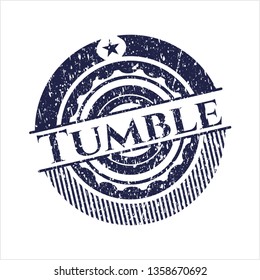 Blue Tumble rubber stamp with grunge texture