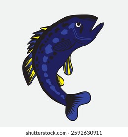 blue tuna fish mascot vector style illustration