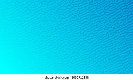 Blue Turing reaction gradient background. Abstract diffusion pattern with chaotic shapes. Vector illustration.