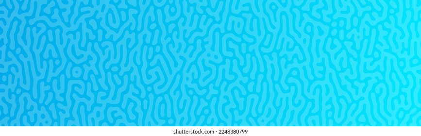 Blue Turing reaction gradient background. Abstract diffusion pattern with chaotic shapes. Vector illustration