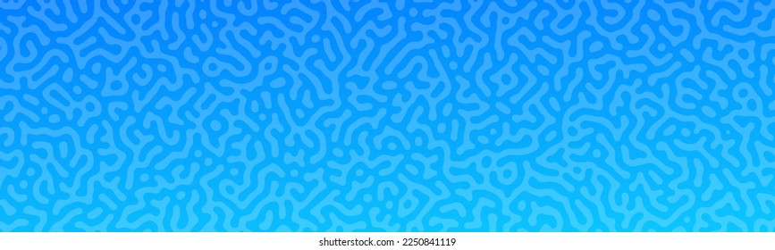 Fondo del gradiente de reacción de Turing azul. Patrón de difusión abstracta con formas caóticas. Ilustración del vector