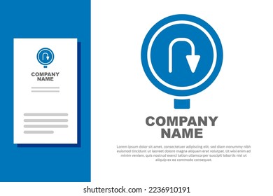 Icono de Blue Turn back road aislado en fondo blanco. Reglas de tráfico y conducción segura. Elemento de plantilla de diseño de logotipo. Vector