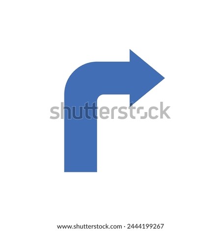 blue turning arrow to face right vector illustration represents direction