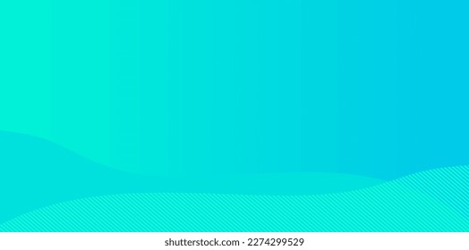 Blue turquoise abstract banner wavy background. Vector illustration.