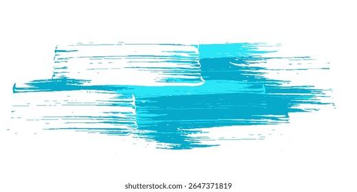 Curso de pincel azul turquesa isolado em fundo branco. Traço abstrato azul. Traçado de pincel colorido em aquarela