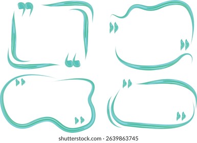 blue turquoise colored creative hand drawn quote frames set