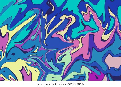Blue turquoise digital marbling texture. Abstract marbled backdrop. Liquid paint abstraction. Candy color palette mesh. Marbled vector background. Holographic marbling texture. Trendy surface design
