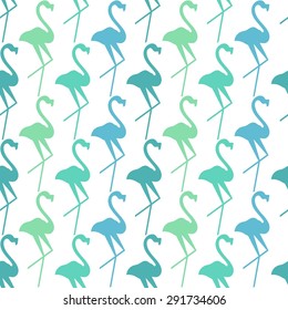 blue and turquoise flamingos repeating pattern
