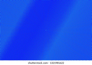 Blue turquoise halftone vector background. Frequent halftone texture. Micro dotwork gradient. Retro dotted vector background. Colorful halftone overlay. Vintage cartoon effect. Perforated texture