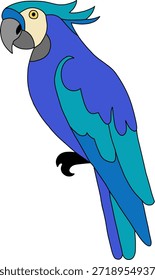 Ilustración vectorial de loro de guacamayo azul y turquesa aislada sobre fondo blanco