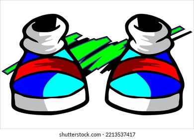 blue and turquoise pair of shoes vector design,