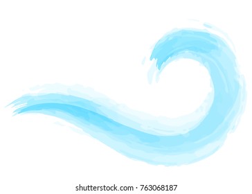 Blue turquoise speed line grunge drop. Watercolor abstract wave background. Blob brush paint colored backdrop. Speed energy liquid splash. Bright colorful osean sea storm border